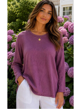 Women's EILEEN FISHER Long Sleeve Tee S Purple